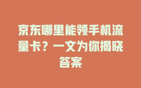 京东哪里能领手机流量卡?一文为你揭晓答案