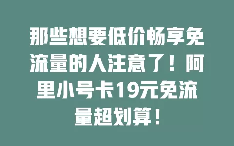 那些想要低价畅享免流量的人注意了!阿里小号卡19元免流量超划算!