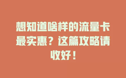 想知道啥样的流量卡最实惠?这篇攻略请收好!