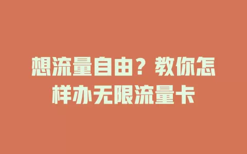想流量自由?教你怎样办无限流量卡