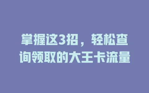 掌握这3招,轻松查询领取的大王卡流量