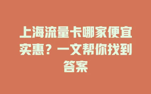 上海流量卡哪家便宜实惠?一文帮你找到答案