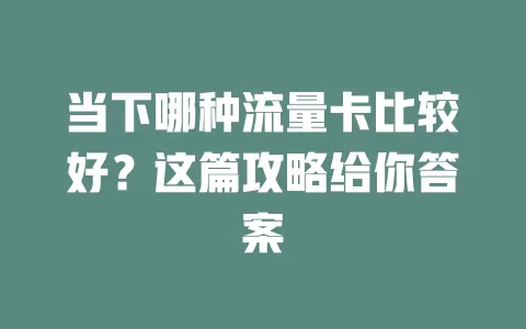 当下哪种流量卡比较好?这篇攻略给你答案