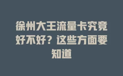 徐州大王流量卡究竟好不好?这些方面要知道