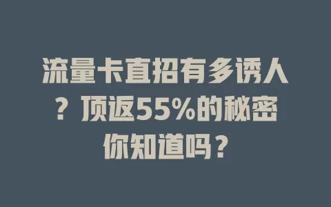 流量卡直招有多诱人?顶返55%的秘密你知道吗?