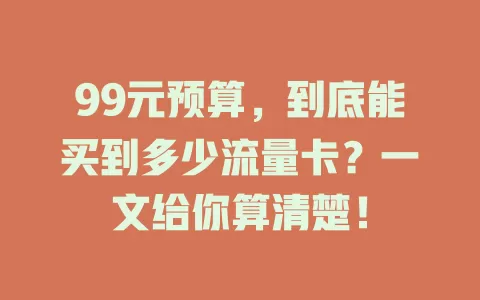 99元预算,到底能买到多少流量卡?一文给你算清楚!