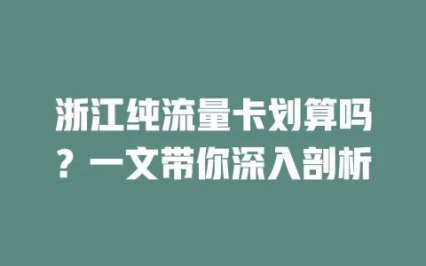 浙江纯流量卡划算吗?一文带你深入剖析