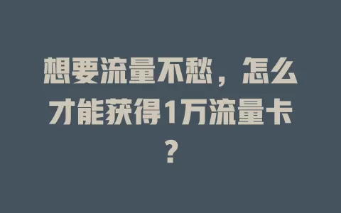 想要流量不愁,怎么才能获得1万流量卡?