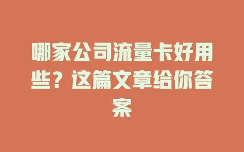哪家公司流量卡好用些?这篇文章给你答案