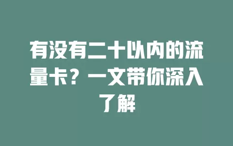 有没有二十以内的流量卡?一文带你深入了解