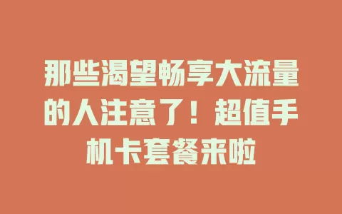 那些渴望畅享大流量的人注意了!超值手机卡套餐来啦