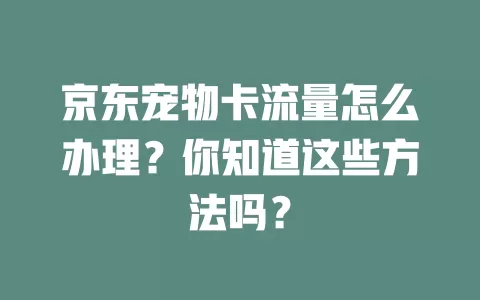 京东宠物卡流量怎么办理?你知道这些方法吗?