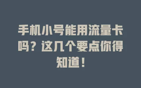 手机小号能用流量卡吗?这几个要点你得知道!