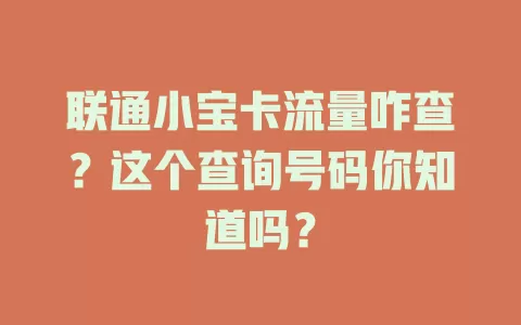 联通小宝卡流量咋查?这个查询号码你知道吗?