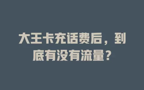 大王卡充话费后,到底有没有流量?