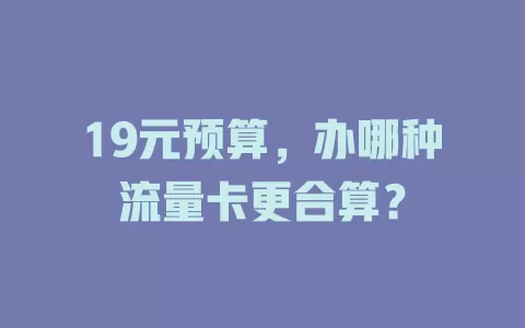 19元预算,办哪种流量卡更合算?