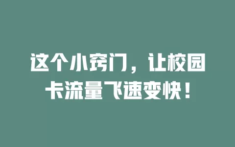 这个小窍门,让校园卡流量飞速变快!