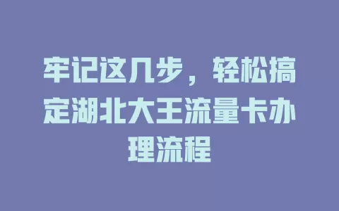 牢记这几步，轻松搞定湖北大王流量卡办理流程