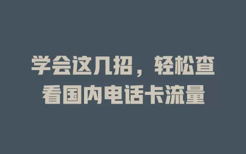 学会这几招,轻松查看国内电话卡流量