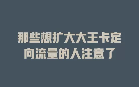 那些想扩大大王卡定向流量的人注意了