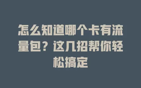 怎么知道哪个卡有流量包?这几招帮你轻松搞定