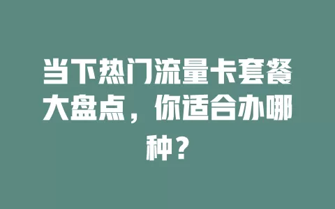 当下热门流量卡套餐大盘点,你适合办哪种?