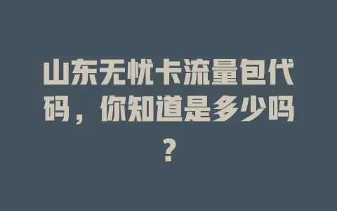 山东无忧卡流量包代码,你知道是多少吗?