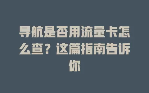 导航是否用流量卡怎么查?这篇指南告诉你