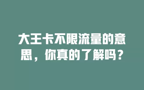 大王卡不限流量的意思,你真的了解吗?