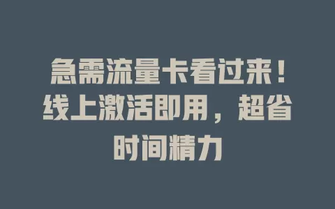 急需流量卡看过来！线上激活即用，超省时间精力