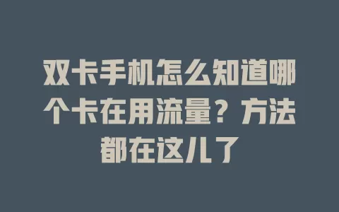 双卡手机怎么知道哪个卡在用流量?方法都在这儿了