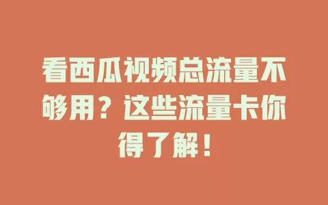 看西瓜视频总流量不够用?这些流量卡你得了解!