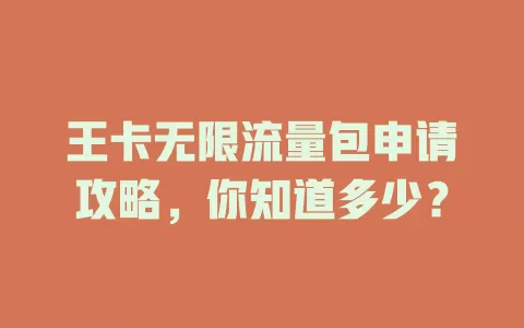 王卡无限流量包申请攻略,你知道多少?