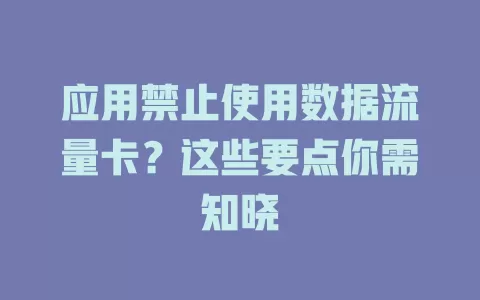 应用禁止使用数据流量卡?这些要点你需知晓