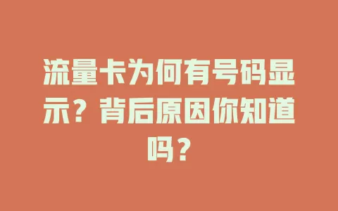 流量卡为何有号码显示?背后原因你知道吗?
