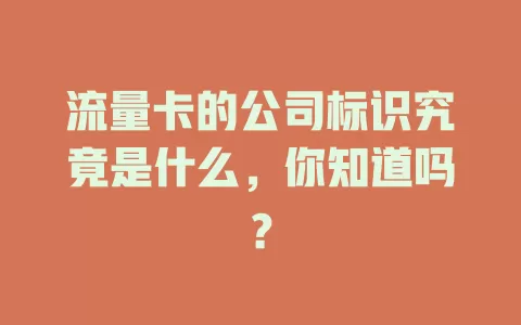 流量卡的公司标识究竟是什么,你知道吗?