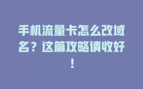 手机流量卡怎么改域名？这篇攻略请收好！