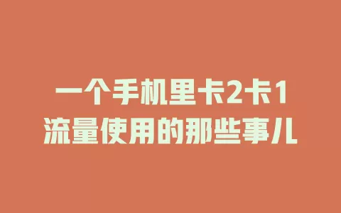 一个手机里卡2卡1流量使用的那些事儿