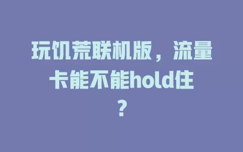 玩饥荒联机版，流量卡能不能hold住？