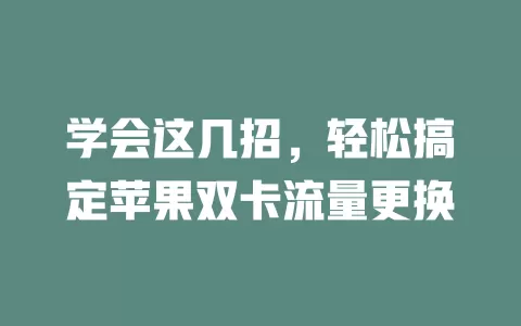 学会这几招，轻松搞定苹果双卡流量更换