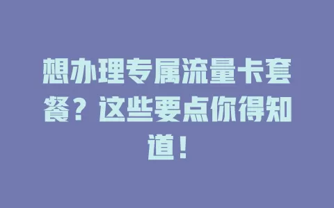 想办理专属流量卡套餐?这些要点你得知道!