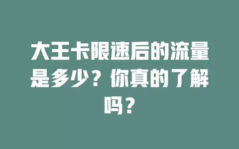 大王卡限速后的流量是多少?你真的了解吗?