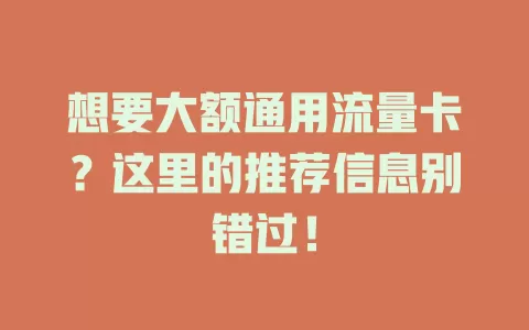 想要大额通用流量卡？这里的推荐信息别错过！