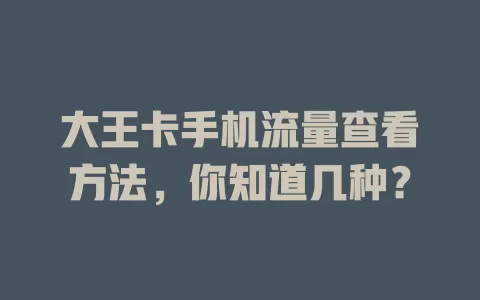 大王卡手机流量查看方法,你知道几种?