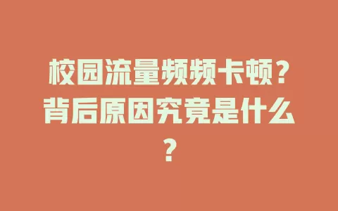 校园流量频频卡顿?背后原因究竟是什么?