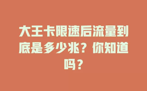 大王卡限速后流量到底是多少兆?你知道吗?