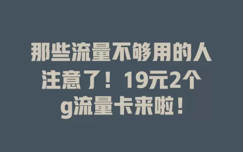那些流量不够用的人注意了!19元2个g流量卡来啦!