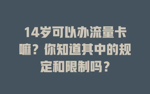 14岁可以办流量卡嘛?你知道其中的规定和限制吗?