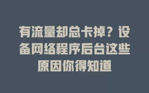 有流量却总卡掉?设备网络程序后台这些原因你得知道