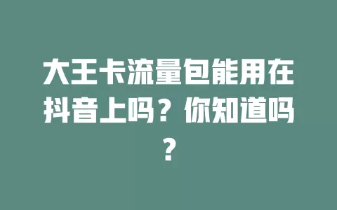 大王卡流量包能用在抖音上吗?你知道吗?